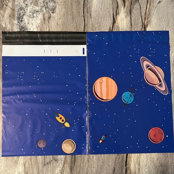 9 Poly Mailers 10x13 & 10 Thank you Stickers Planetary Space Theme - Picture 5 of 11